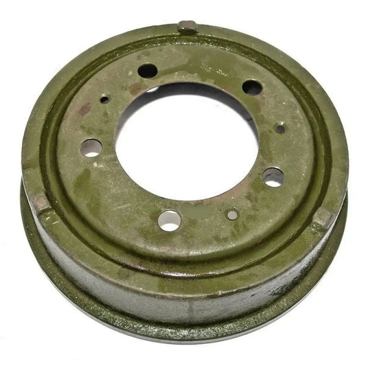 9-inch brake drum with mounting holes, olive green metal ring