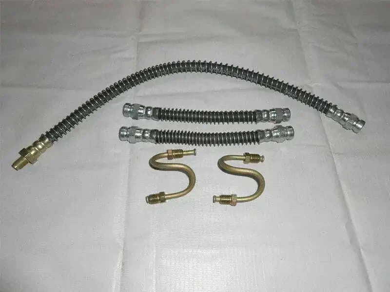 Brake hose pipe kit with metal hoses and fittings, braided lines and brass ends