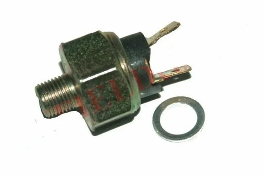 Brake light switch assembly with threaded metal post and washer