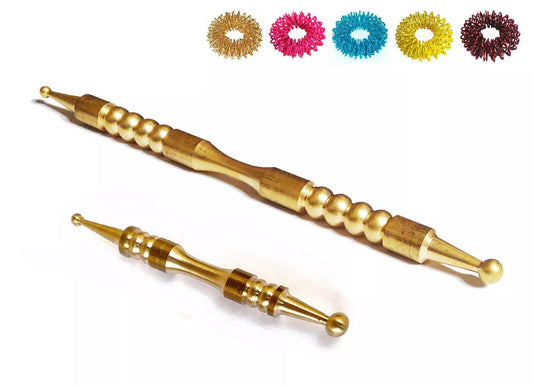 Sujok Acupressure Brass Metal Probe Mega Mini Compact Jimmys 2 Types Rings - StellerGear