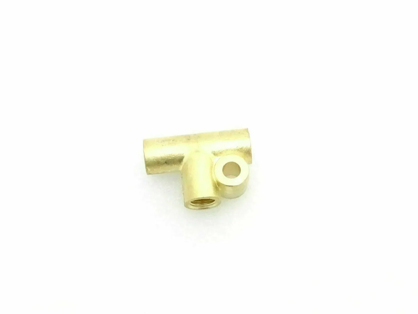 Brass 3-way connecting tube fitting with circular side hole and short open end