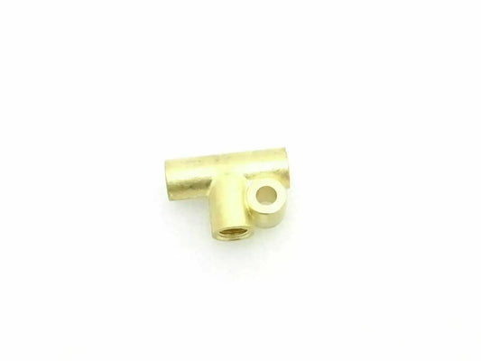 Brass 3-way connecting tube fitting with circular side hole and short open end