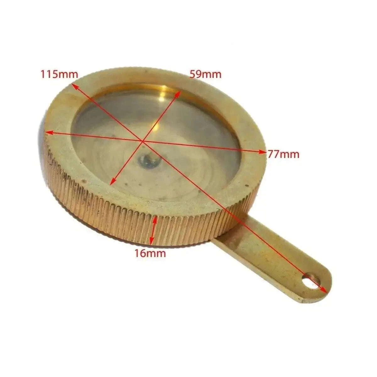 Brass licence token holder for Ford, John Deere, and Massey Ferguson vehicles.
