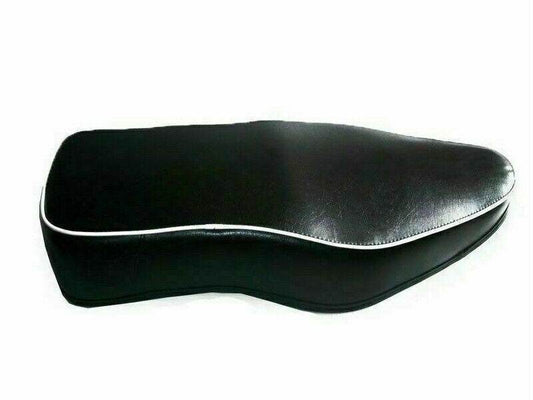 BSA dual seat with white piping, designed for enhanced comfort and style in vehicles