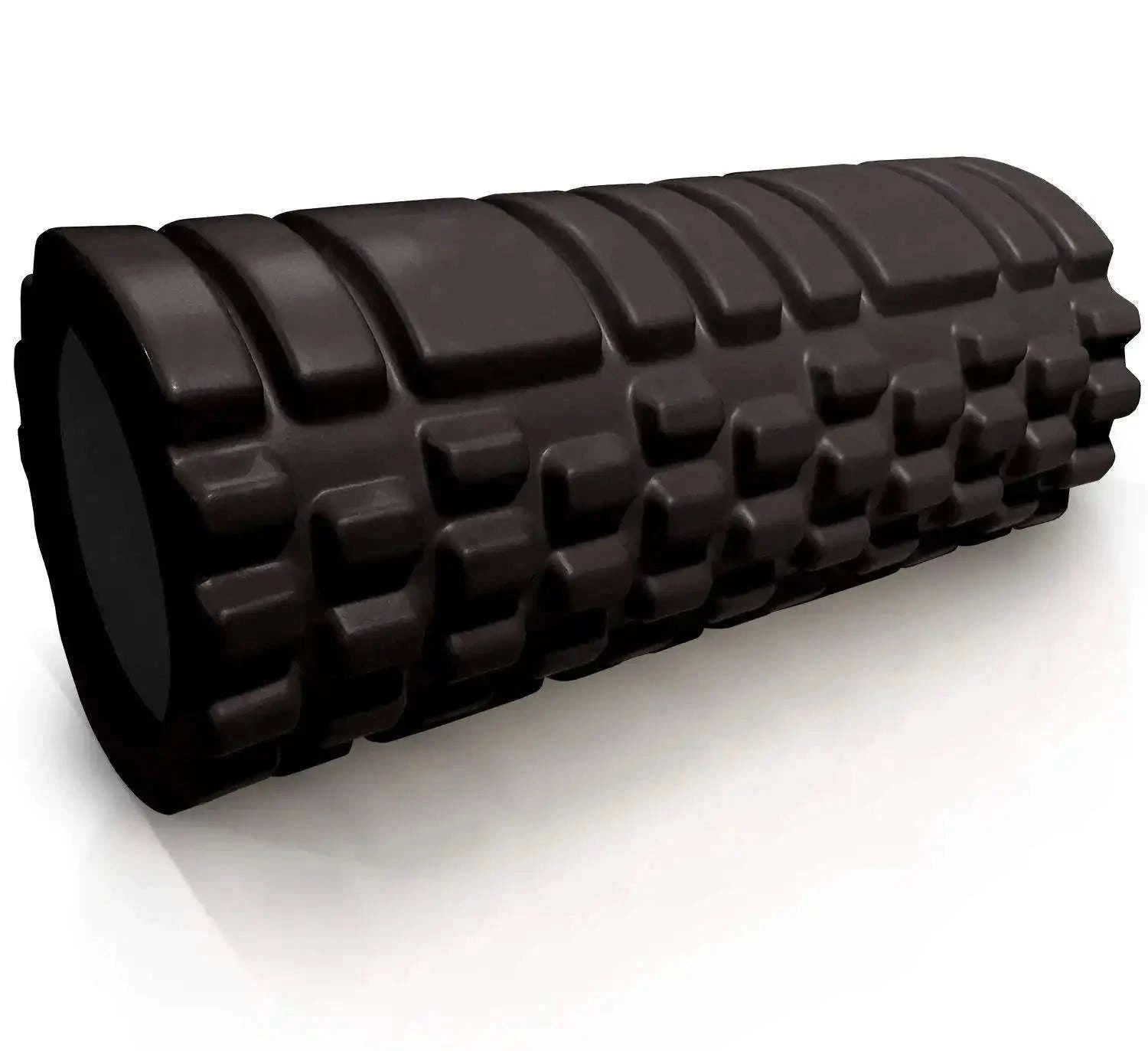 Bumpy foam roller with solid core and textured surface for muscle recovery