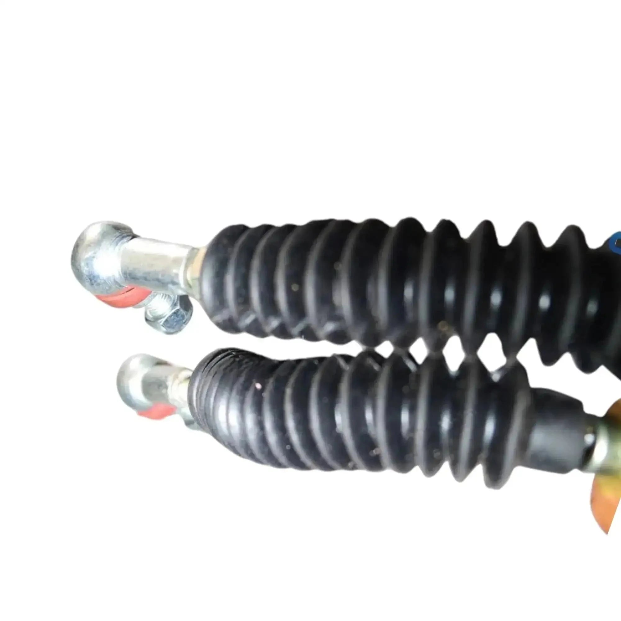 Coiled cable lock assembly with black corrugated sleeve and metal connector tips