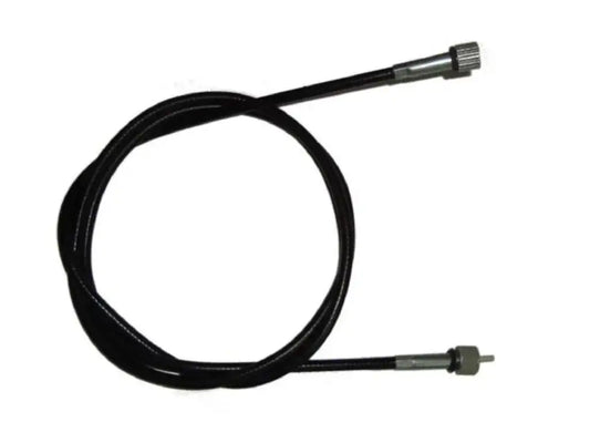 Black speedometer cable with metal end fittings, looped.