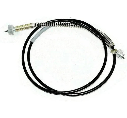 Speedometer tachometer cable with black casing and metal threaded ends