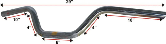 Chrome 7/8 in café racer handlebar with high-rise bend, 29 in width, universal fit