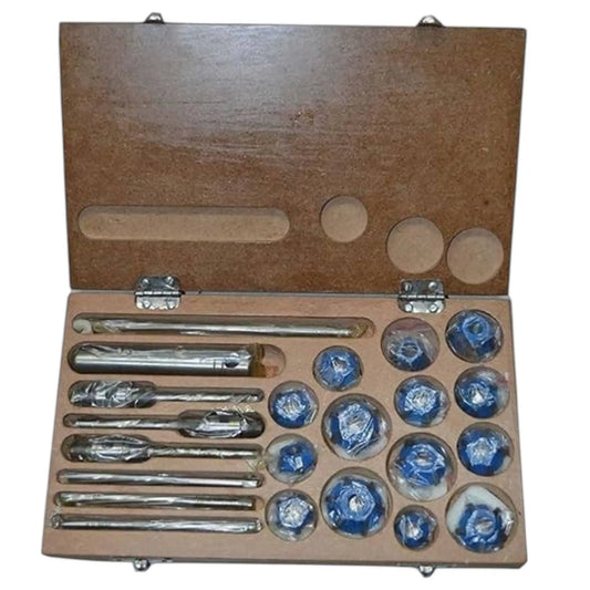Carbide Valve Seat Cutter Set in carrying case, includes various sizes for automotive valve seat machining