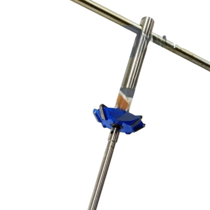 Carbide valve seat cutter tool with blue guide star tip on steel shaft