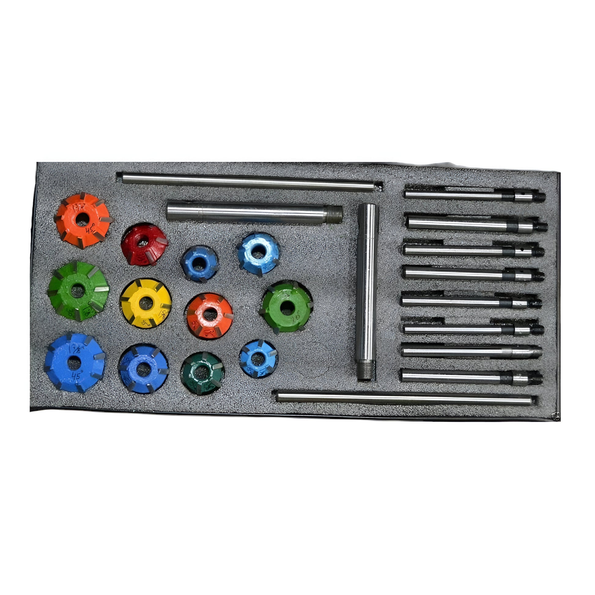 Carbide valve seat restoration kit featuring various tools in a compact storage case for efficient engine maintenance