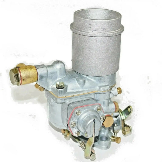 Carburetor assembly with silver metal body and cylindrical air horn