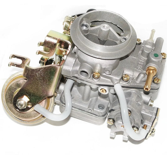 Aluminum carburettor with round air horn and metal fittings