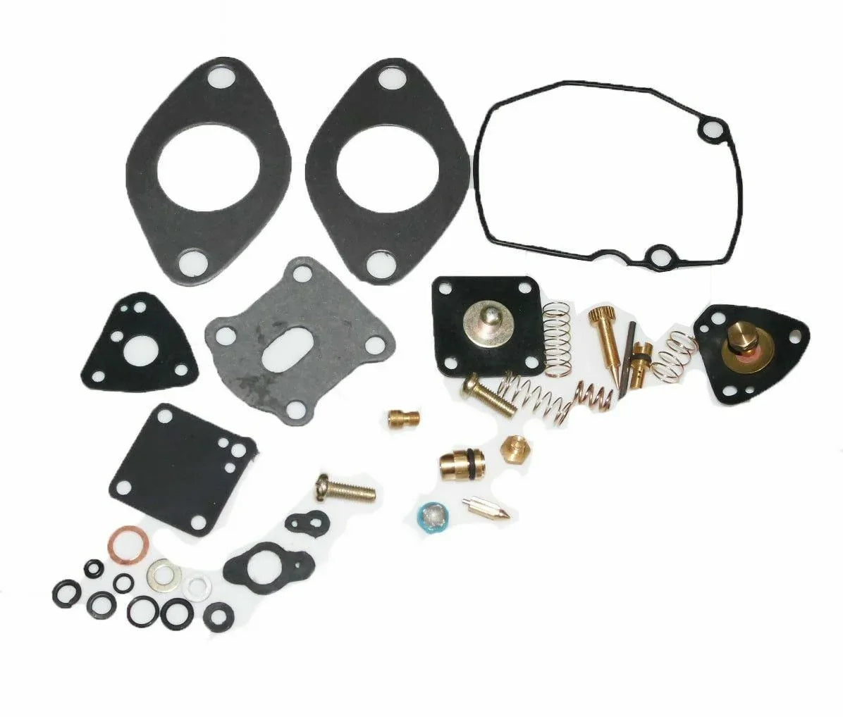 Carburettor repair kit with gaskets, diaphragm, springs, screws and small valves