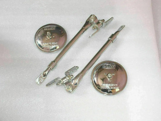 Chromed round mirrors with adjustable arms, pair