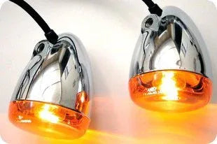 HARLEY MOTORCYCLE DEUCE CHROME FRONT TURN SIGNALS Free Ship - StellerGear