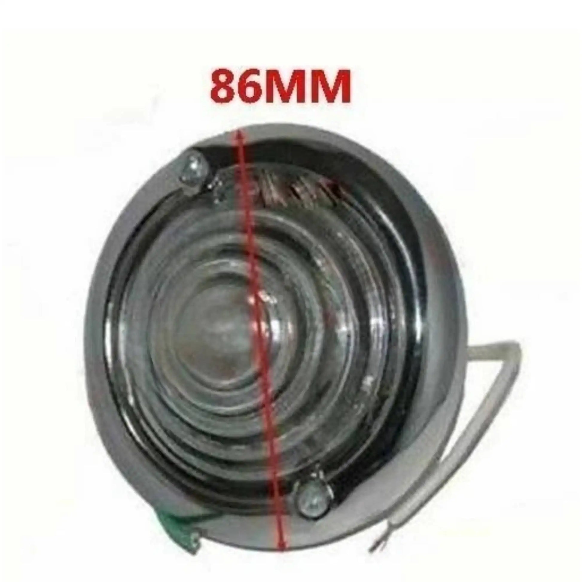 Round chrome turn signal lens, 86MM marked mounting diameter