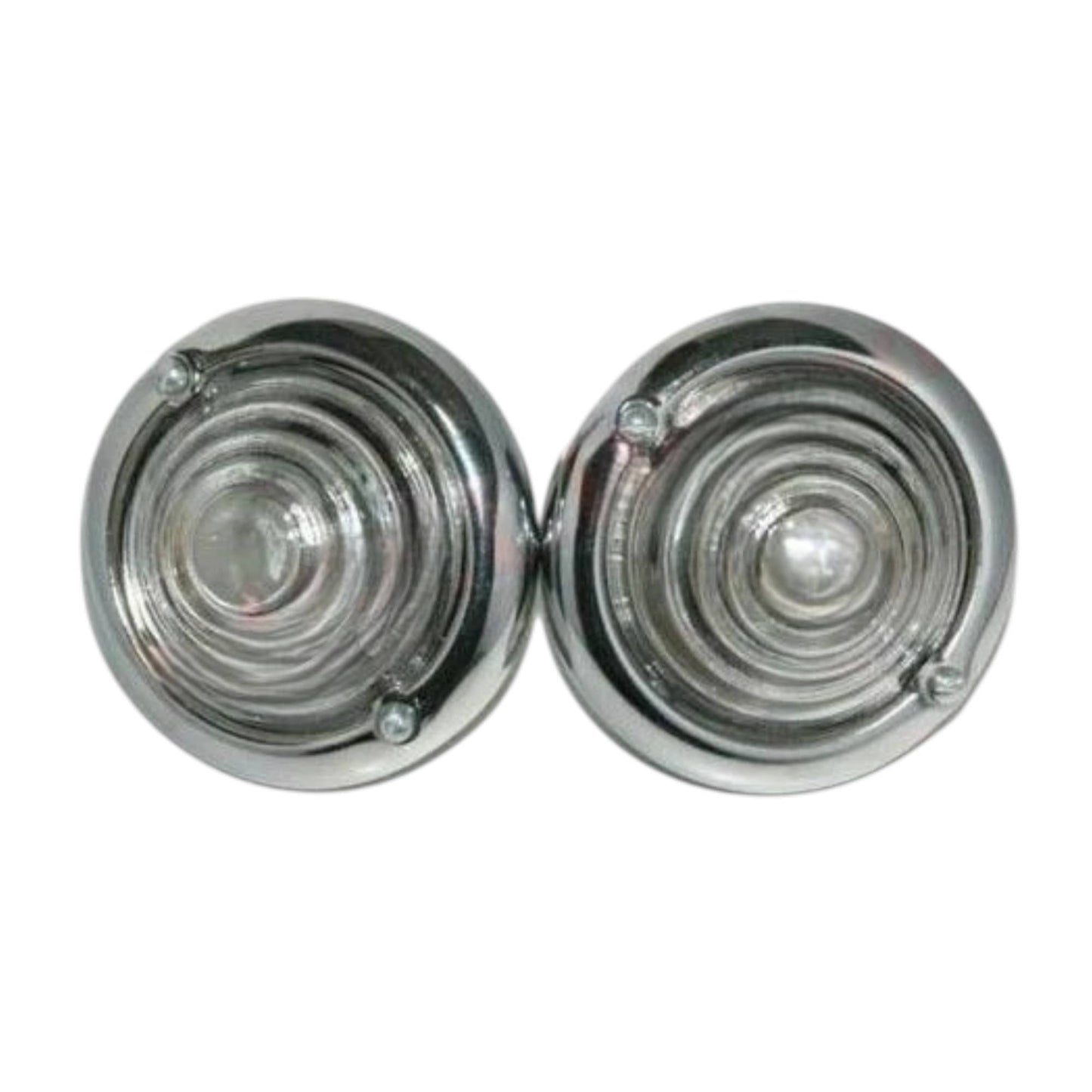 Chrome round turn signal lenses, two-piece set