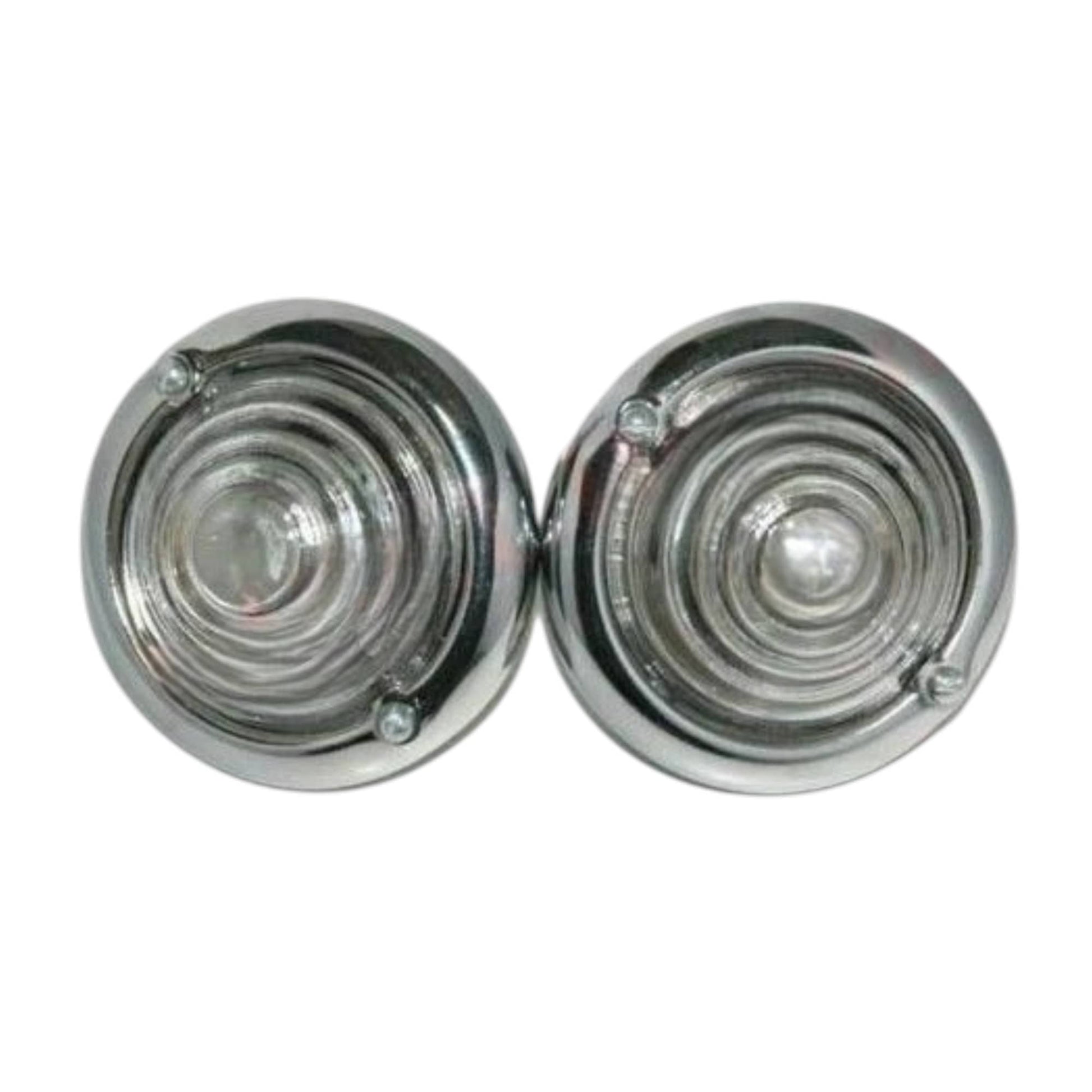 Chrome round turn signal lenses, two-piece set