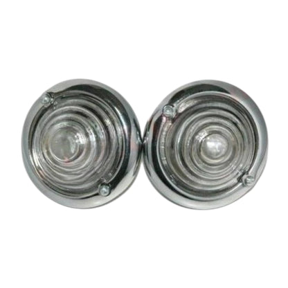 Chrome round turn signal lenses, pair with mounting studs