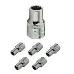 1/2 in drive hex/bi-hex sockets set, chrome finish, with multiple sizes