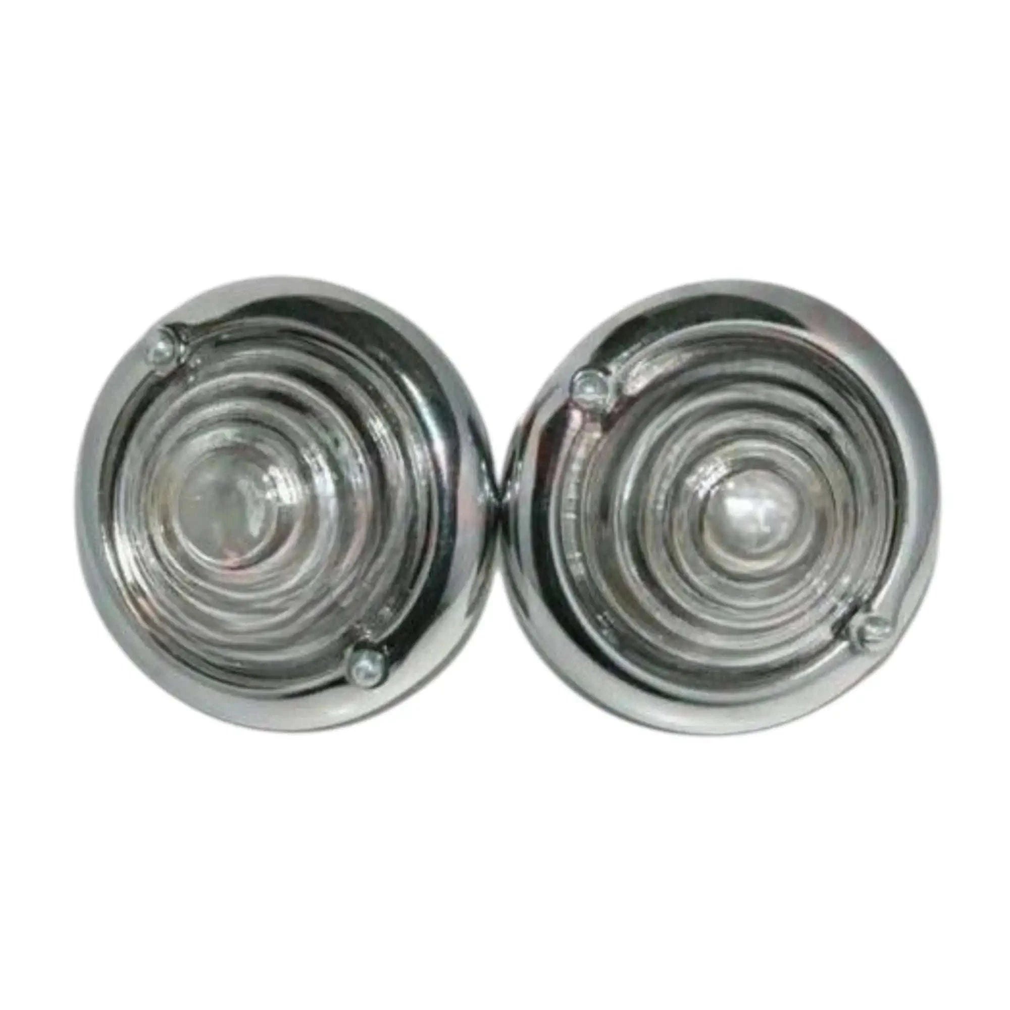 Chrome round turn signal lenses, two-piece set