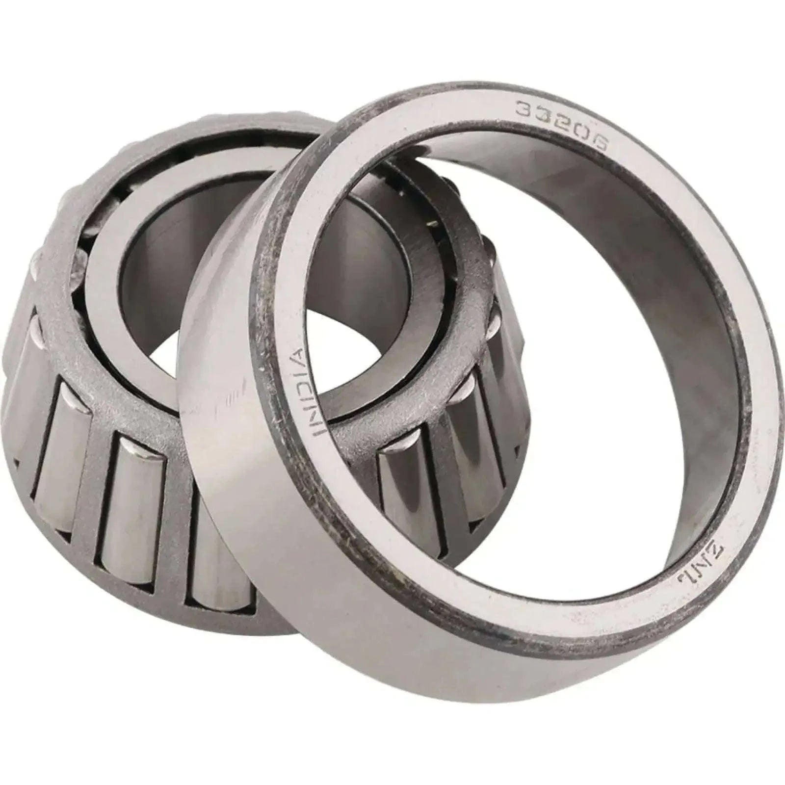 Tractor bearing with metal housing and inner ring, cylindrical rollers visible