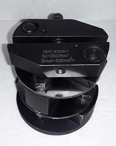 Black flexible coupling with circular segmented body and visible bolts and holes