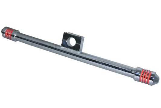 Front engine crash bar with mounting bracket, steel with red accent rings