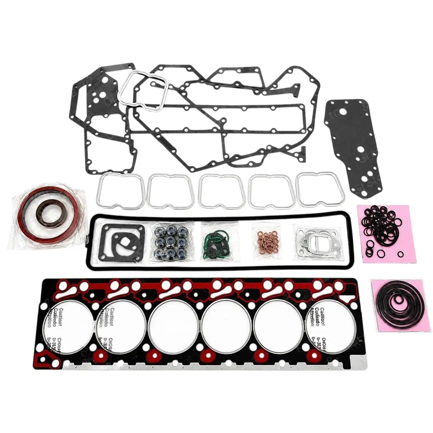 Complete rebuild kit for Cummins Dodge, including gaskets, seals, and various components for engine repair