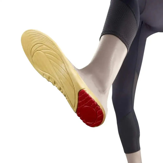 Cushioned orthopaedic insole with arch support, yellow top and textured heel