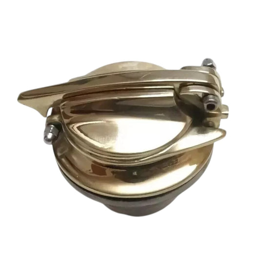 Custom brass gas tank cap designed for durability and a perfect fit for vehicle fuel systems