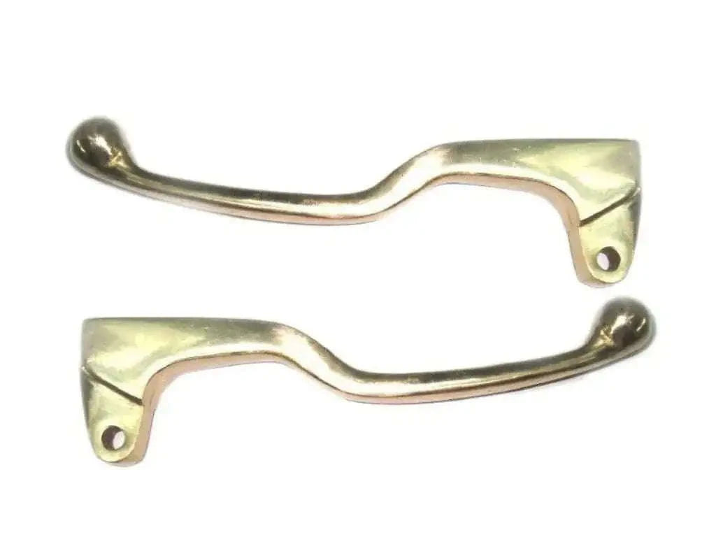 Brass brake and clutch lever with mounting bracket holes, curved lever pair