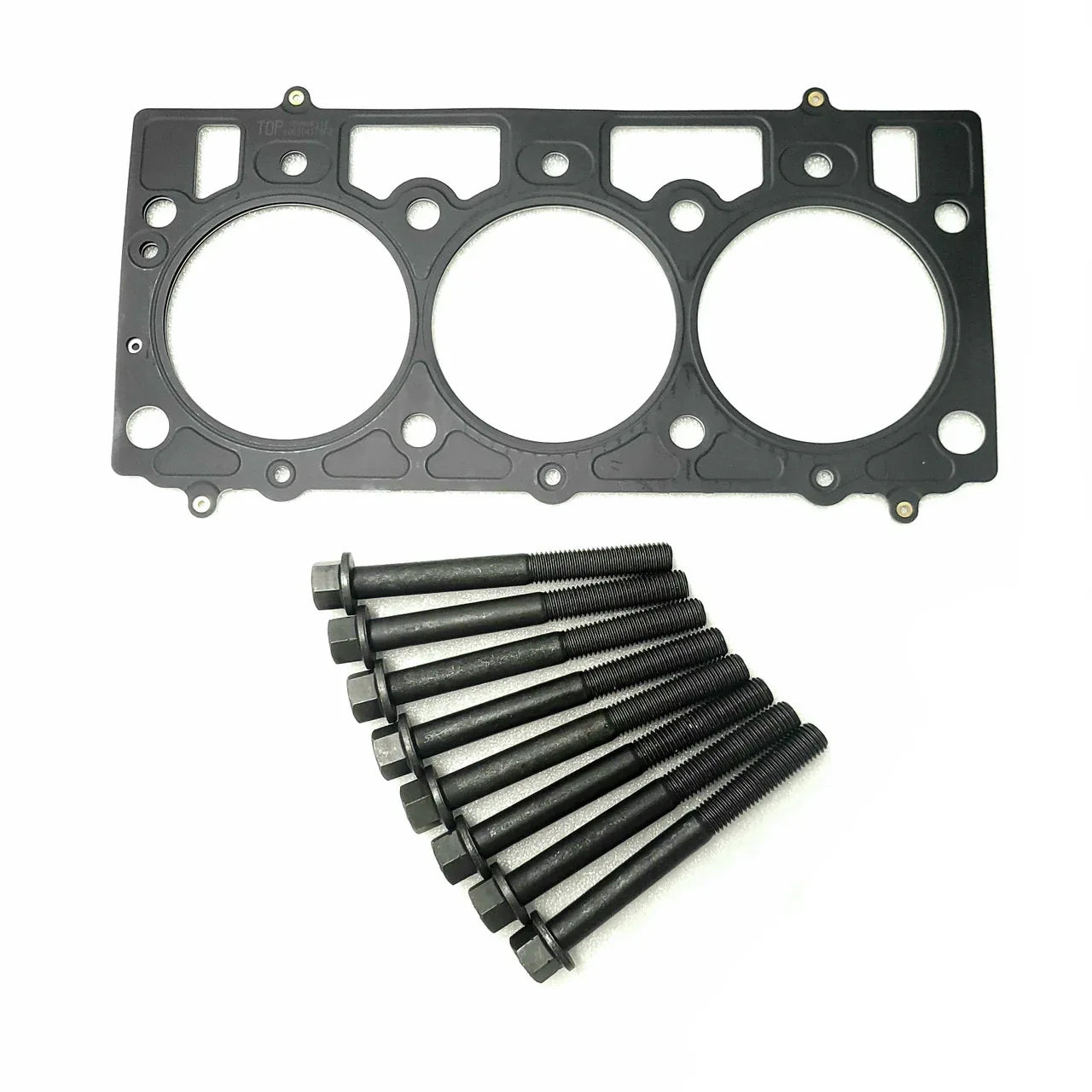 Cylinder head gasket for 3-cylinder engines with bolts for reliable cylinder head gasket repair