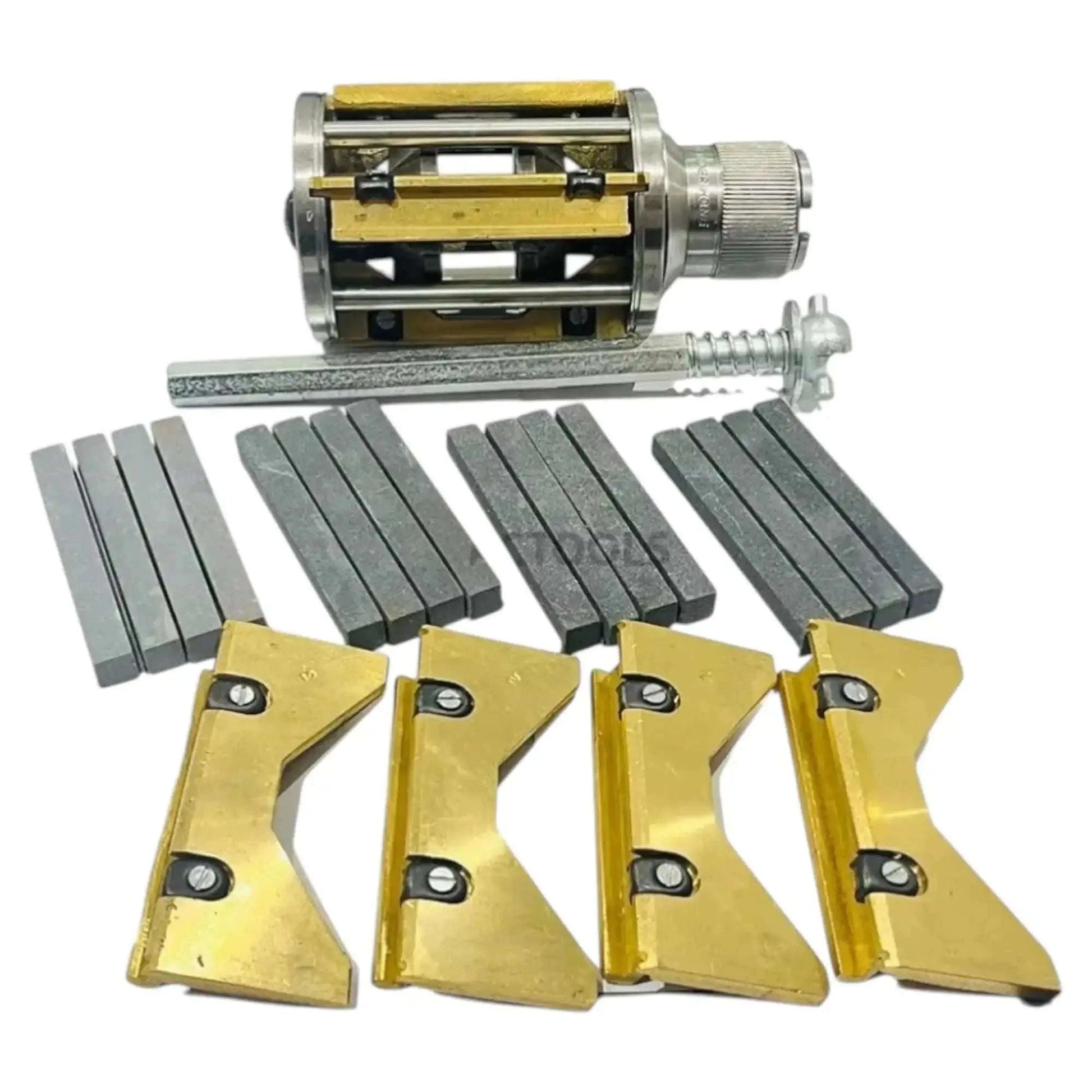 Cylinder hone kit with four stone sets and brass handles