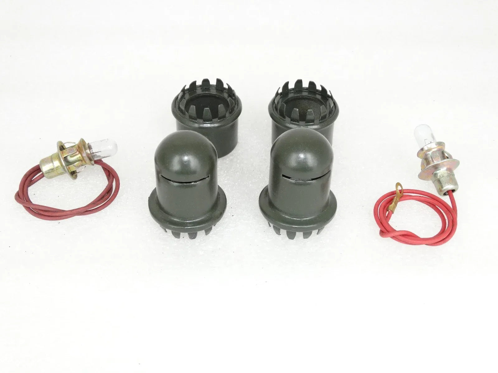 Dashboard map reading light pair with bulbs and red wiring leads