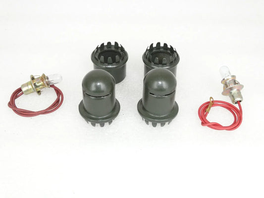 Dashboard map reading light pair with bulbs and red wiring leads
