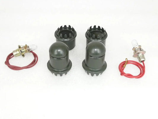 Dashboard map reading light pair with bulbs and red wiring leads