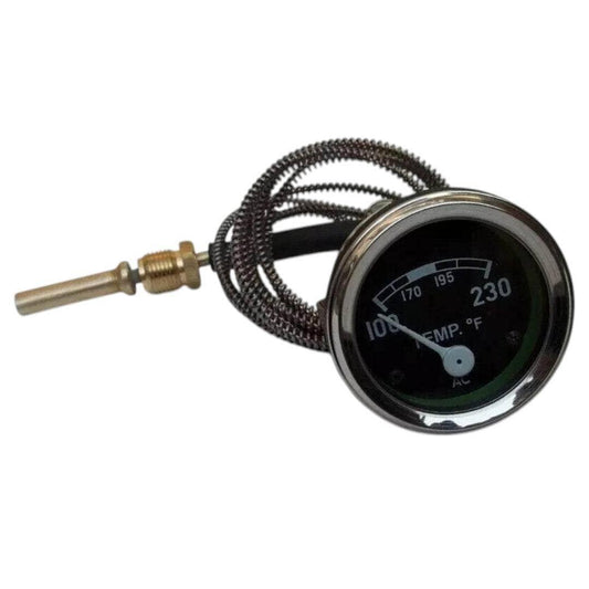 David Brown tractor temperature gauge, 2-inch dial, brass and steel, for monitoring engine temperature