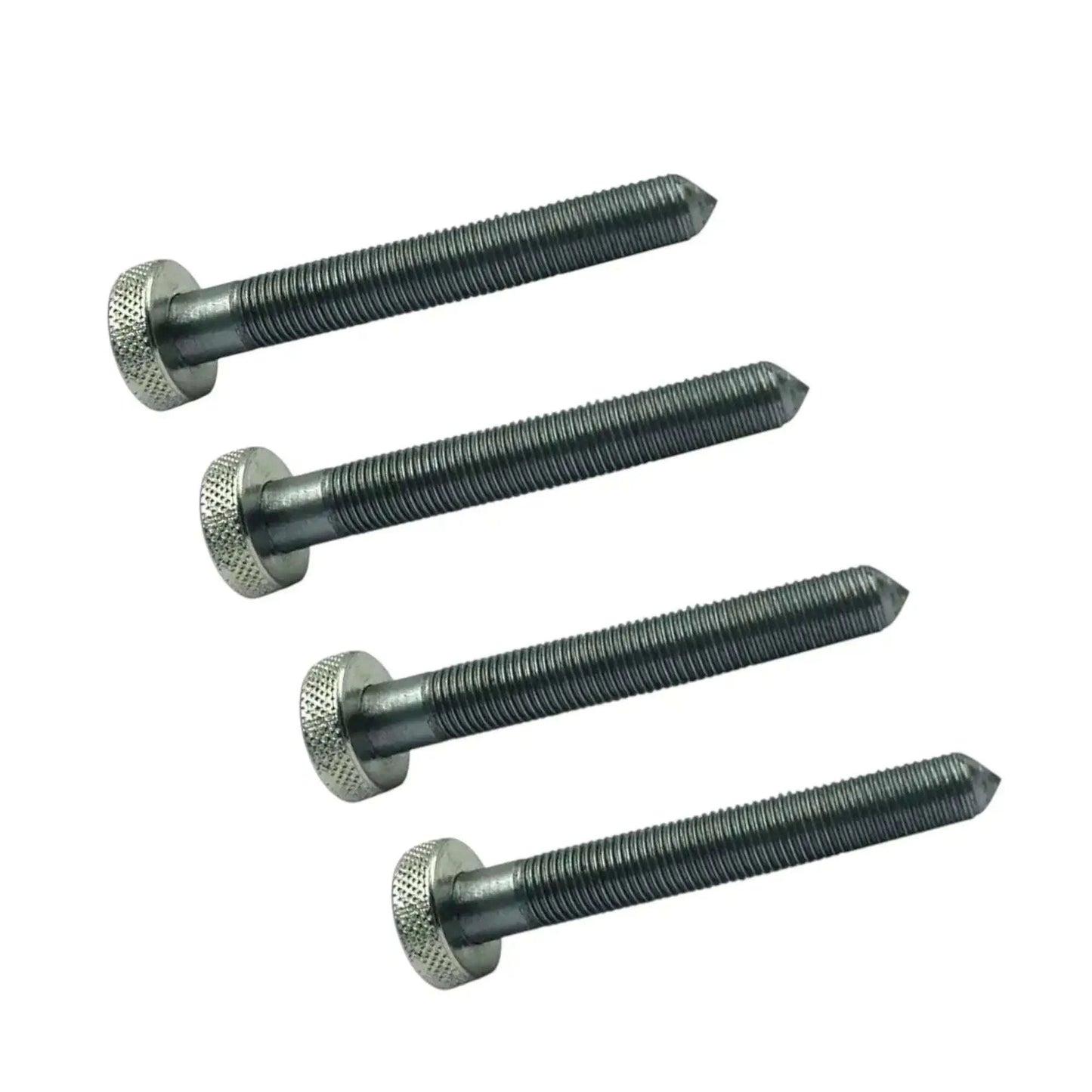 Valve seat grinder dresser screws, angled view with textured heads and threaded shafts