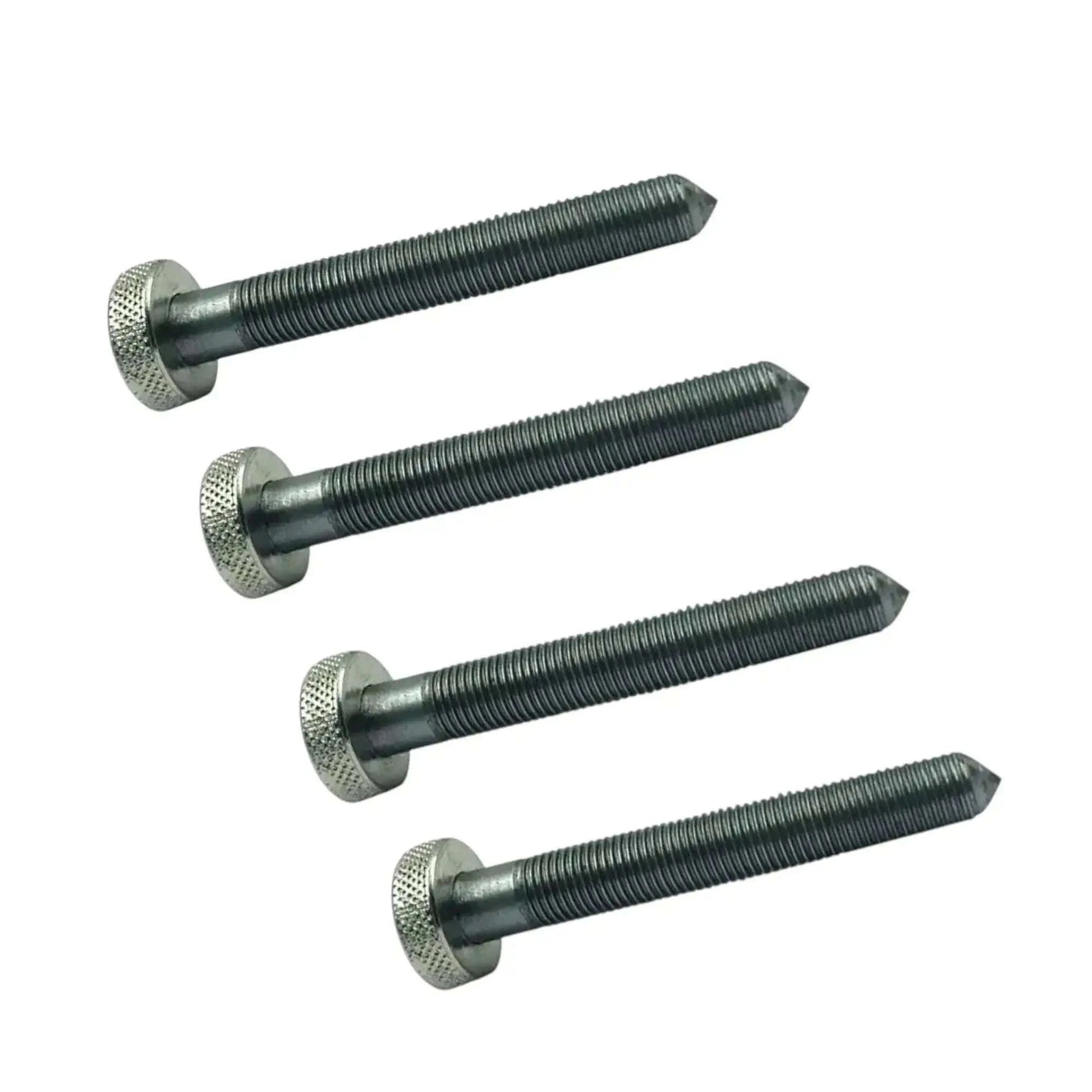 Valve seat grinder dresser screws, angled view with textured heads and threaded shafts