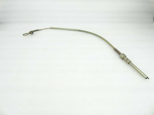 Engine oil dipstick gauge tube with loop handle and connector