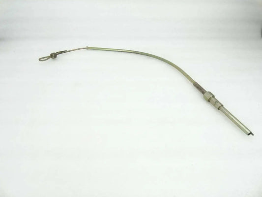 Engine oil dipstick gauge tube with loop handle and connector