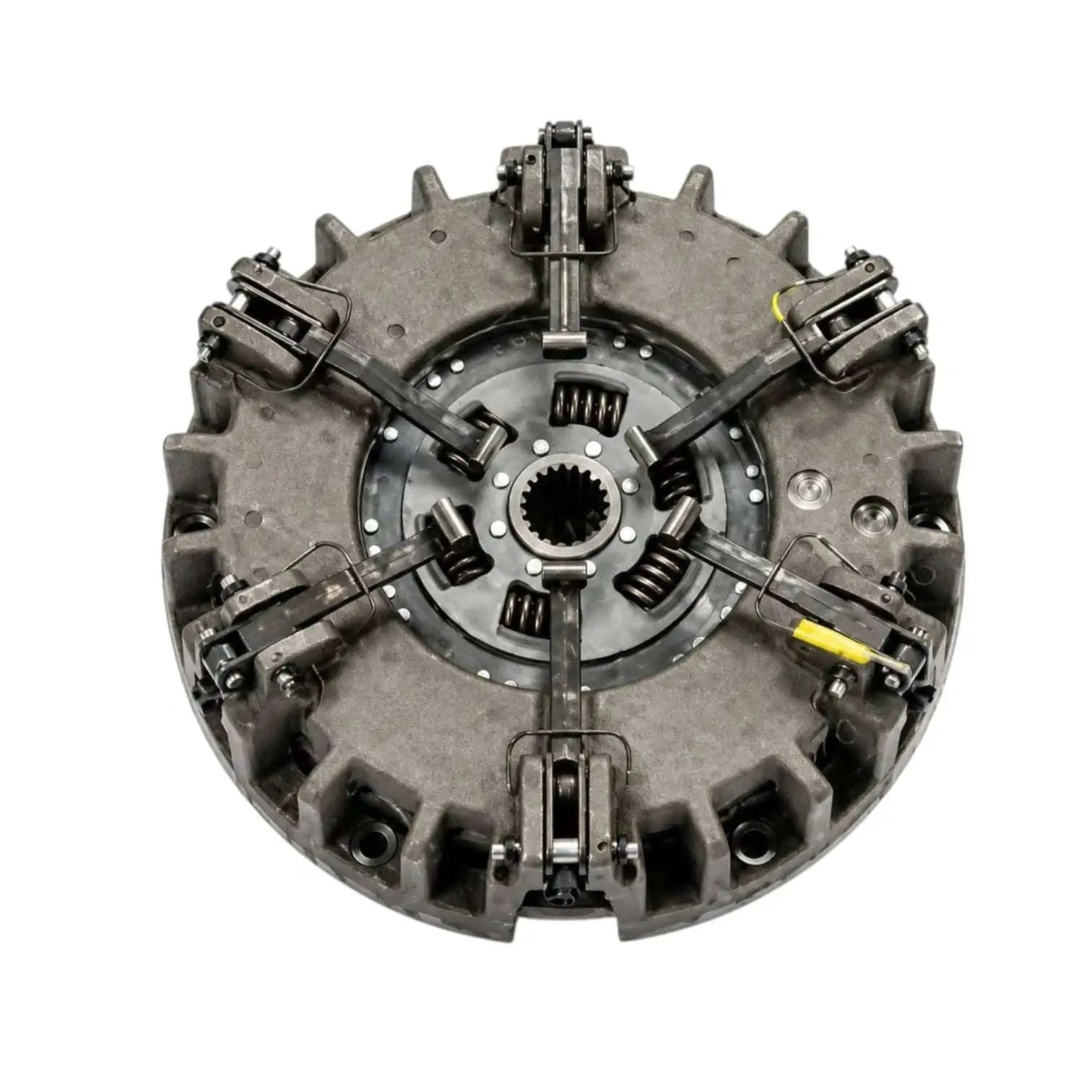Clutch kit for tractors, durable metal construction, designed for improved performance and easy installation.