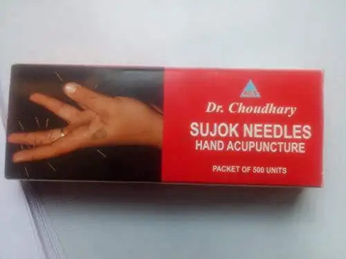 Dr Choudhary Sujok needles hand acupuncture packet, red box with 500 units text