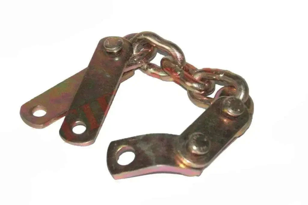 Metal check chain assembly with mounting bracket and side chain