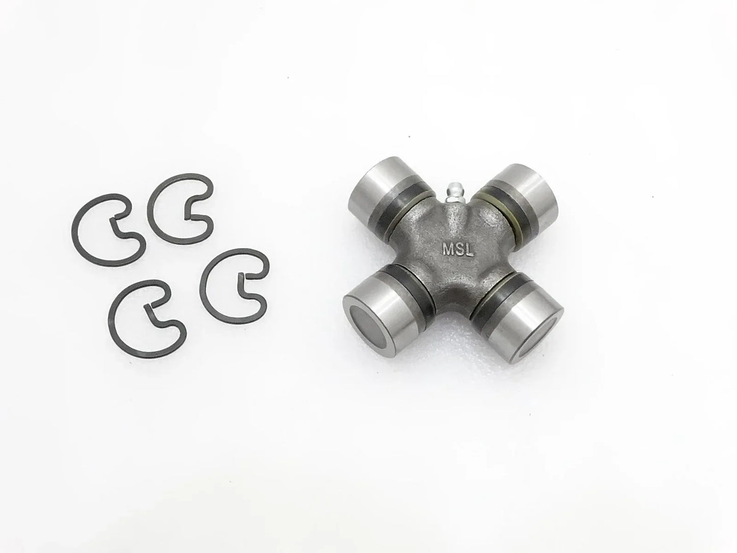 Universal drive shaft U-joint cross with four C clips, metal cross and bearing caps