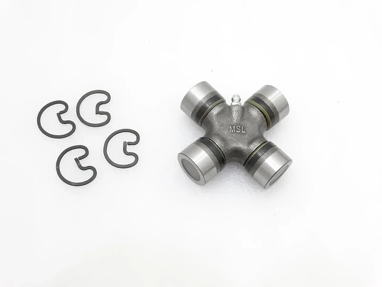 Universal drive shaft U-joint cross with four C clips, metal cross and bearing caps