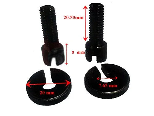 Black cable adjuster nut with threaded stud and forked end, shown with two angles